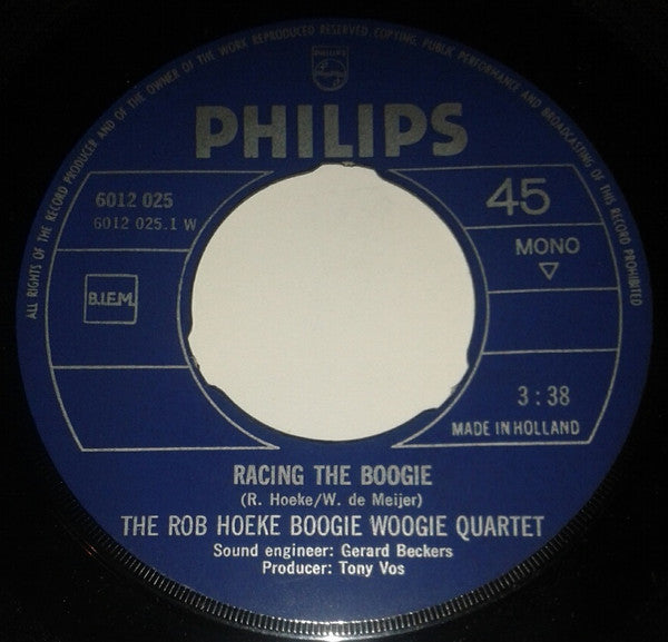 The Rob Hoeke Boogie Woogie Quartet* : Racing The Boogie (7", Single, Mono)