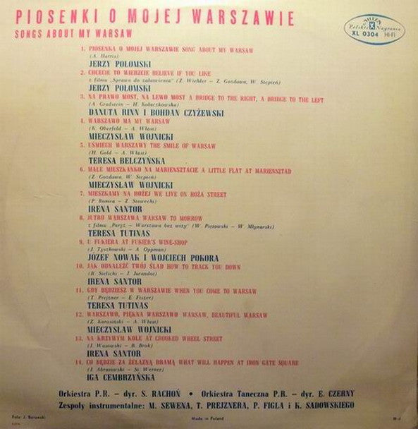 Various : Piosenki O Mojej Warszawie (Songs About My Warsaw) (LP, Comp, Mono)