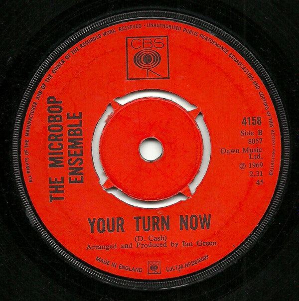 Microbe (4) / The Microbop Ensemble : Groovy Baby / Your Turn Now (7", Single, Pus)
