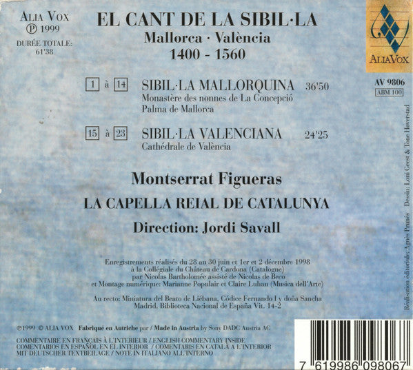 Montserrat Figueras, La Capella Reial De Catalunya, Jordi Savall : El Cant De La Sibil·la (Mallorca • València 1400-1560)  (CD, Album)