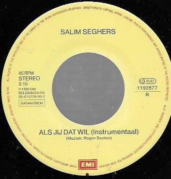 Salim Seghers : Als Jij Dat Wil (7")