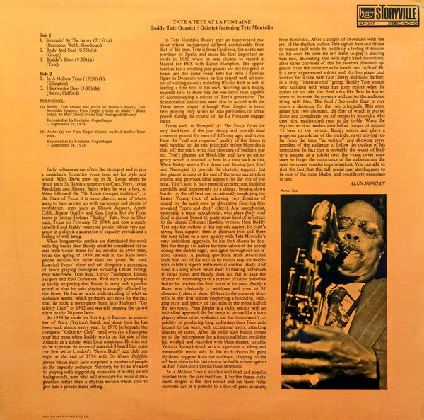 Buddy Tate Quartet Featuring Tete Montoliu : Tate A Tete At La Fontaine (LP, Album)