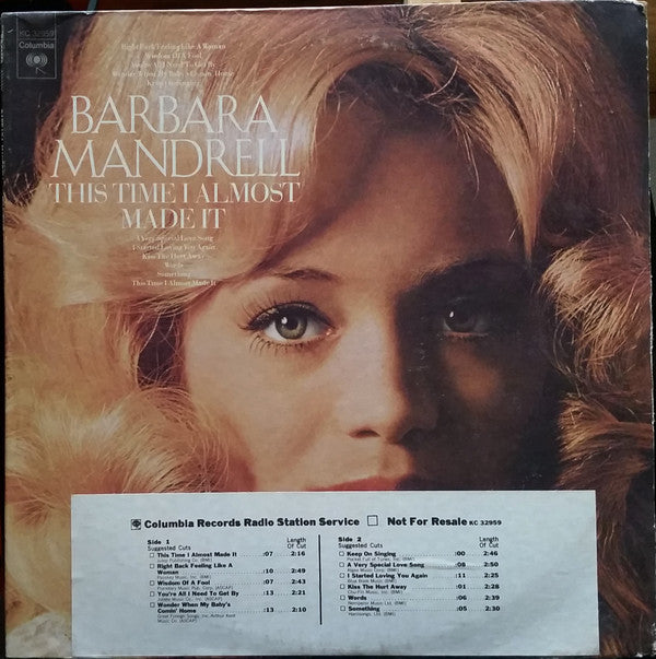 Barbara Mandrell : This Time I Almost Made It (LP, Album, Ter)