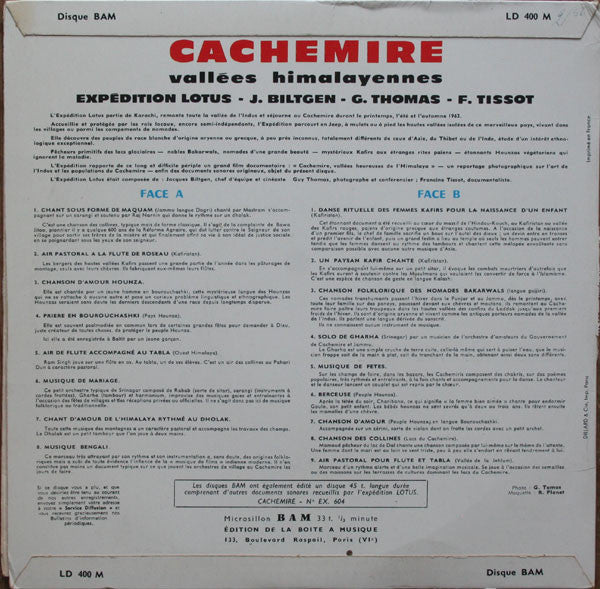 Various : Cachemire - Vallées Himalayennes (10", MiniAlbum)