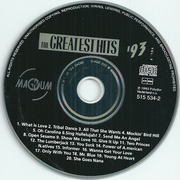 Various : The Greatest Hits '93 - Vol. 2 (CD, Comp)