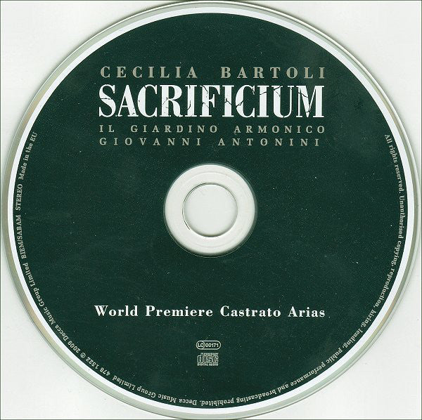 Cecilia Bartoli • Il Giardino Armonico • Giovanni Antonini : Sacrificium (CD, Album)