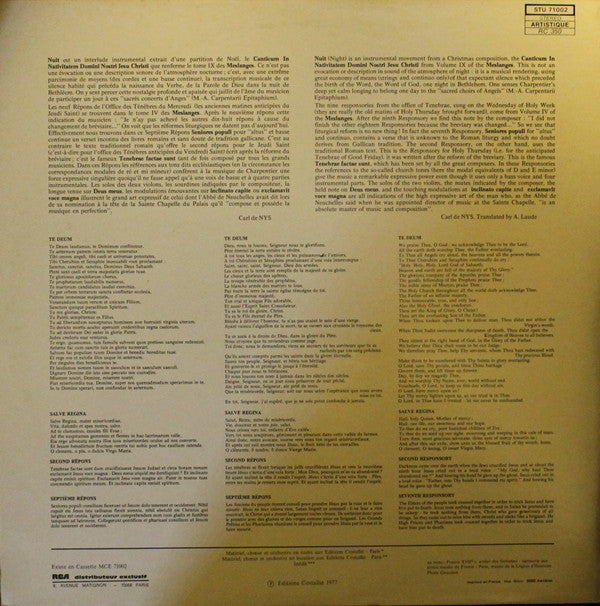 Marc Antoine Charpentier, Gulbenkian Orchestra, Michel Corboz : Te Deum (LP, Album, RE)