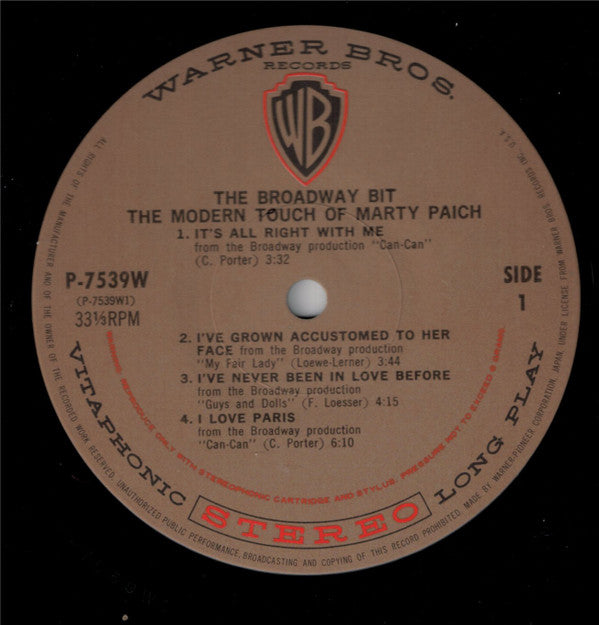 Marty Paich : The Modern Touch Of Marty Paich - The Broadway Bit (LP, Album, RE, wit)