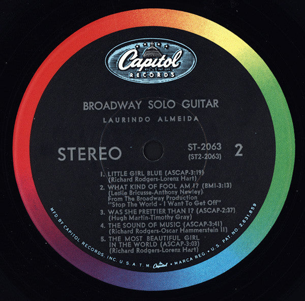 Laurindo Almeida : Broadway Solo Guitar (LP, Scr)