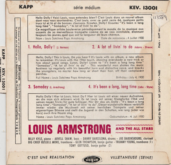 Louis Armstrong : Hello Dolly (7", EP)