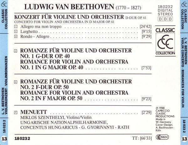 Ludwig van Beethoven : Violinkonzert - Violinromanzen (CD)