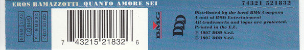 Eros Ramazzotti : Quanto Amore Sei (CD, Single)