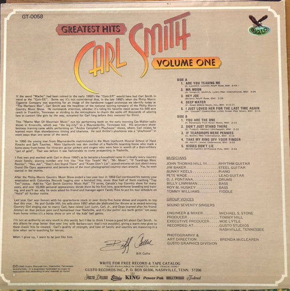 Carl Smith (3) : Greatest Hits - Vol. 1 (LP, Comp)