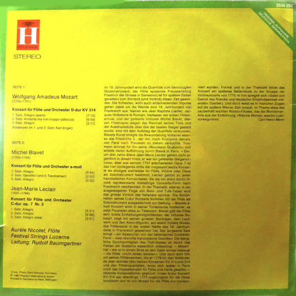Wolfgang Amadeus Mozart, Michel Blavet, Jean-Marie Leclair : Flötenkonzerte (LP, RE)