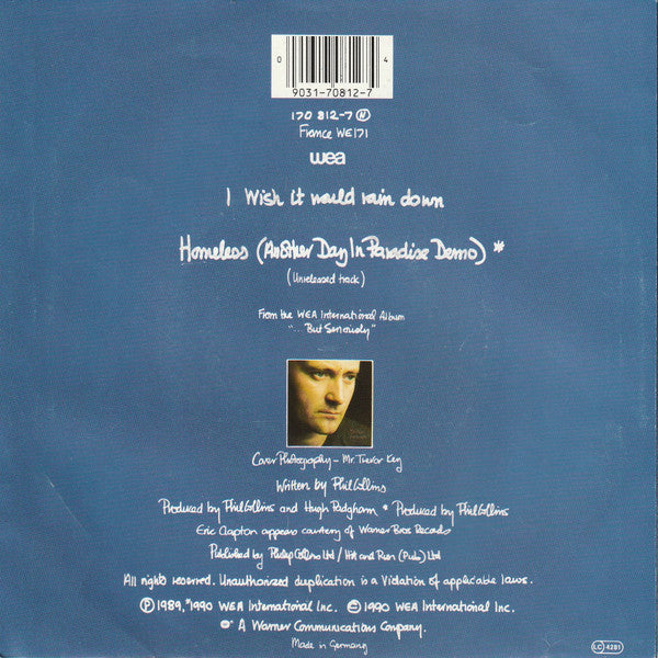 Phil Collins : I Wish It Would Rain Down (7", Single)