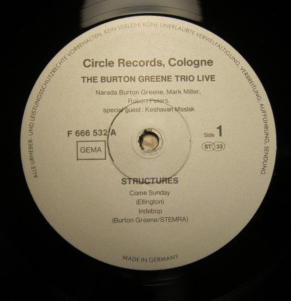 Narada Burton Greene Trio : Structures (LP)