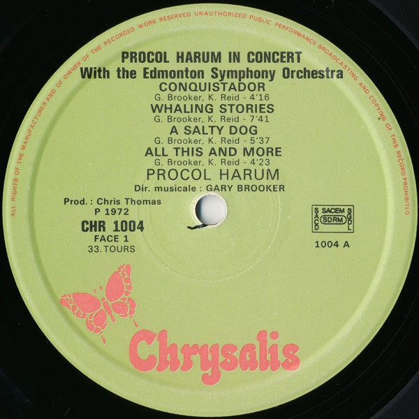 Procol Harum In Concert With The Edmonton Symphony Orchestra : Live (LP, Album)