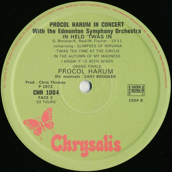Procol Harum In Concert With The Edmonton Symphony Orchestra : Live (LP, Album)