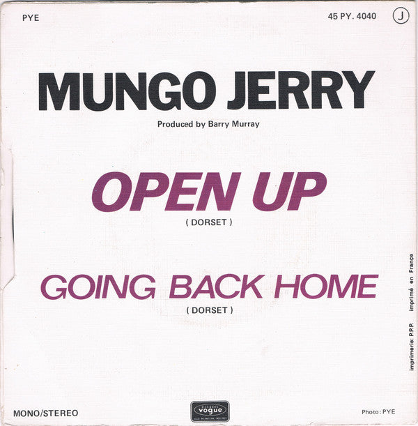 Mungo Jerry : Open Up (7", Single)