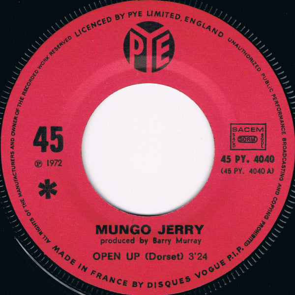 Mungo Jerry : Open Up (7", Single)