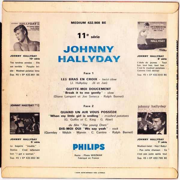 Johnny Hallyday : Les Bras En Croix (7", EP, Mono)