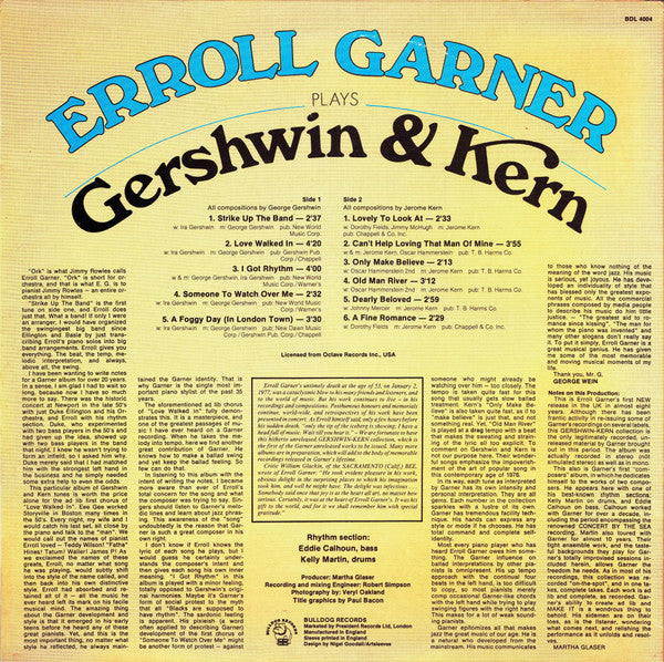 Erroll Garner : Erroll Garner Plays Gershwin And Kern (LP, Album, RE)
