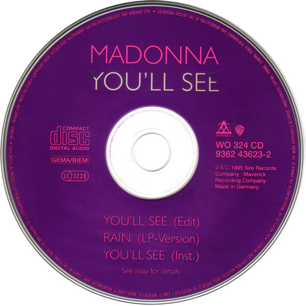 Madonna : You'll See (CD, Single)