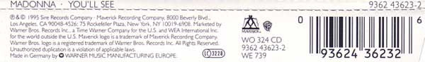 Madonna : You'll See (CD, Single)