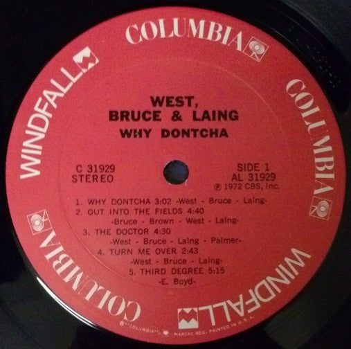 West, Bruce & Laing : Why Dontcha (LP, Album, Ter)