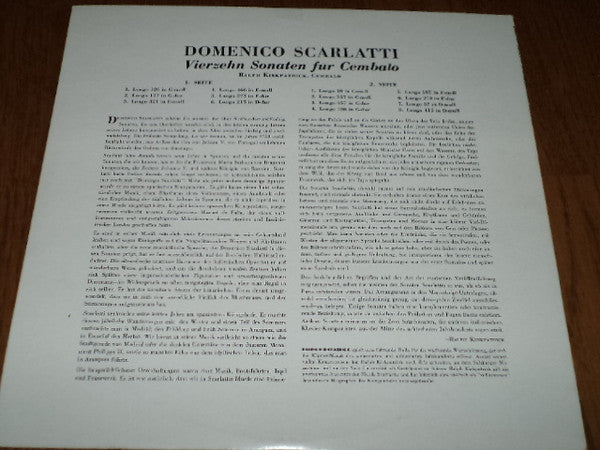 Domenico Scarlatti - Ralph Kirkpatrick : Vierzehn Sonaten Für Cembalo (LP)