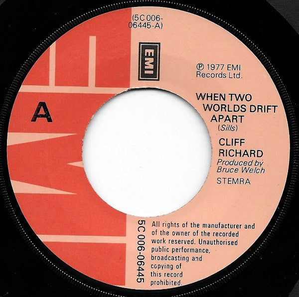 Cliff Richard : When Two Worlds Drift Apart (7", Single)