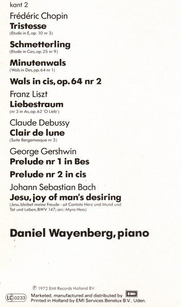 Daniel Wayenberg : Piano (LP, RP)