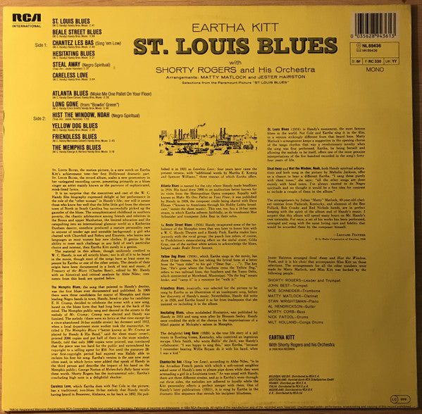 Eartha Kitt With Shorty Rogers And His Giants : St. Louis Blues (LP, Album, Mono, RE)