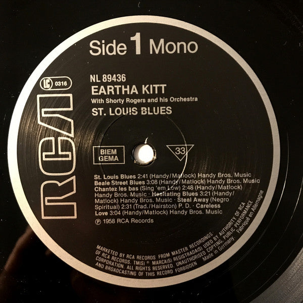 Eartha Kitt With Shorty Rogers And His Giants : St. Louis Blues (LP, Album, Mono, RE)