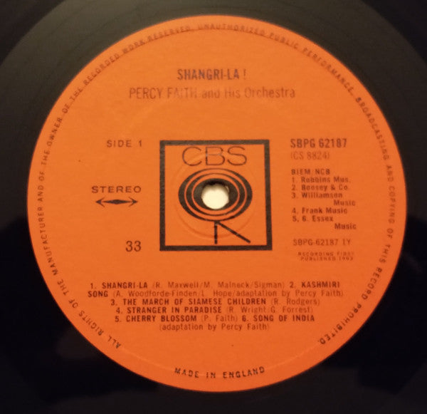 Percy Faith & His Orchestra : Shangri-La! (LP, Album, RE)