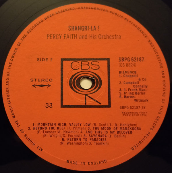 Percy Faith & His Orchestra : Shangri-La! (LP, Album, RE)