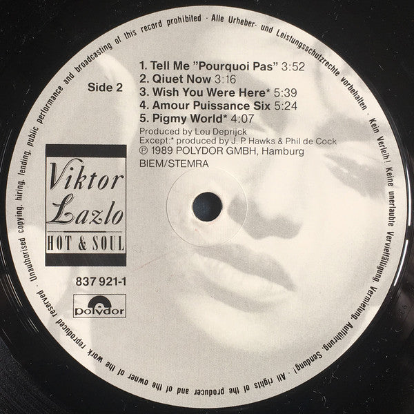 Viktor Lazlo : Hot And Soul (LP, Album, RE)