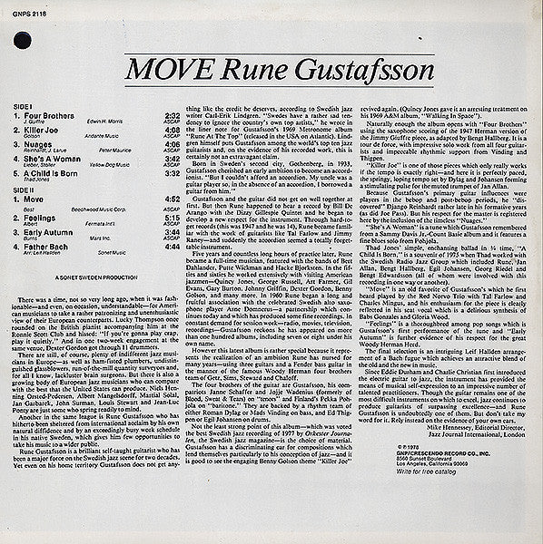Rune Gustafsson : Move (LP, Album)