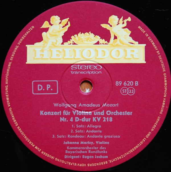 Wolfgang Amadeus Mozart, Johanna Martzy, Symphonie-Orchester Des Bayerischen Rundfunks, Eugen Jochum : Symphonie Es-dur KV 543 / Violinkonzert D-dur KV 218 (LP, Comp, RE)