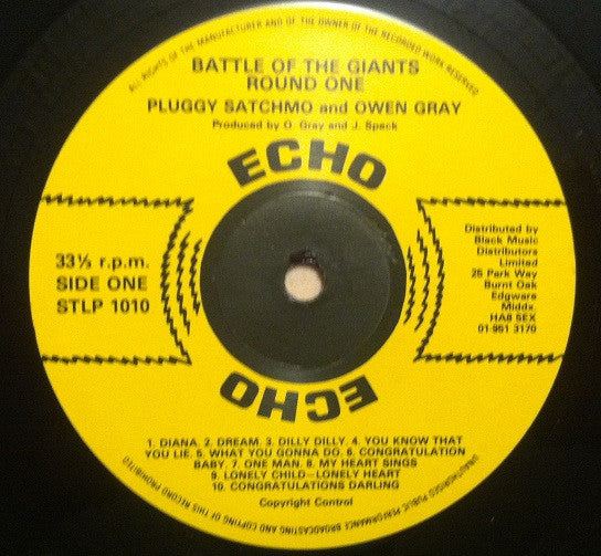 Owen Gray & Pluggy Satchmo : Battle Of The Giants - Round One (LP, Album)