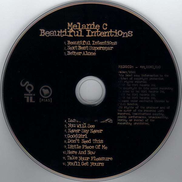 Melanie C : Beautiful Intentions (CD, Album)