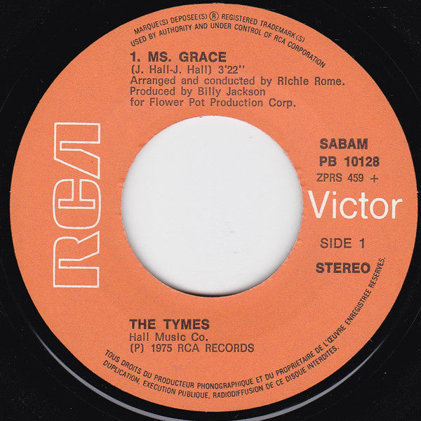 The Tymes : Ms. Grace / The Crutch (7", Single)