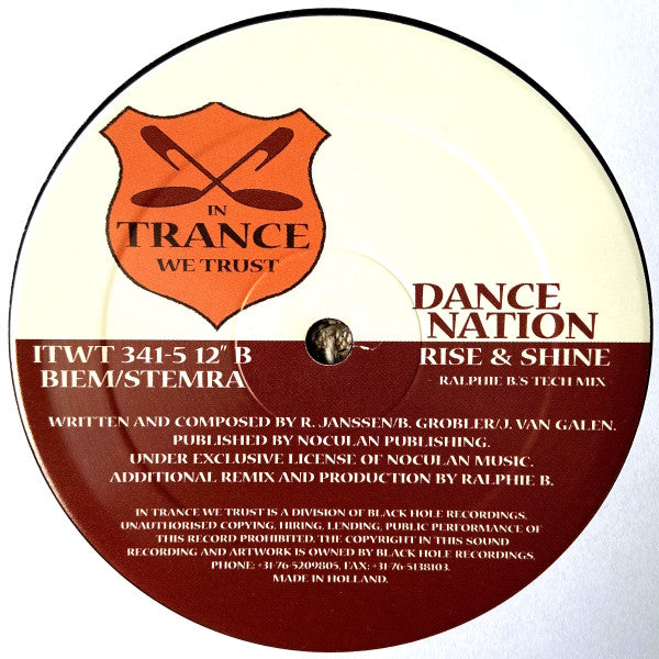 Dance Nation : Dance / Rise & Shine (12")