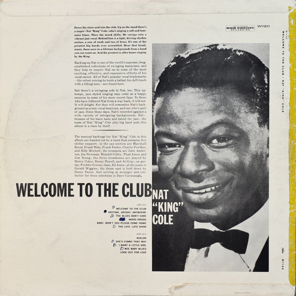 Nat King Cole : Welcome To The Club (LP, Album, Mono)
