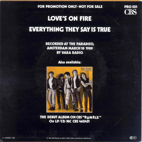 Tommy Conwell And The Young Rumblers : Love's On Fire: Live In Amsterdam (7", Promo)