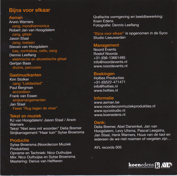 Asman (2) : Bijna Voor Elkaar (CD, Album)