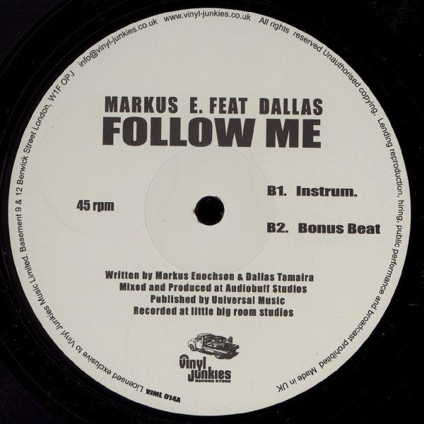 Markus Enochson Feat Dallas Tamaira : Follow Me (12")