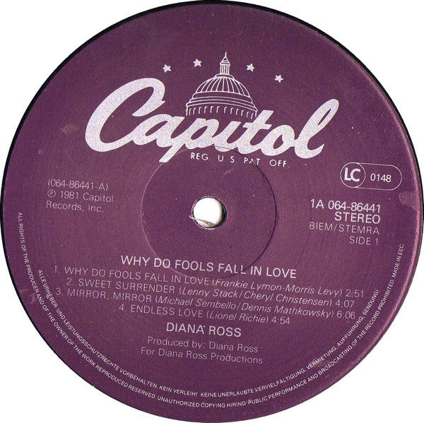 Diana Ross : Why Do Fools Fall In Love (LP, Album)