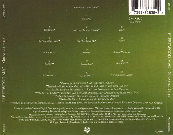Fleetwood Mac : Greatest Hits (CD, Comp)