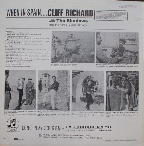 Cliff Richard With The Shadows* & The Norrie Paramor Strings : When In Spain (LP, RE)